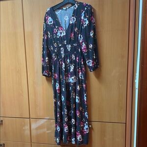GAP Black Floral Long Sleeve Dress